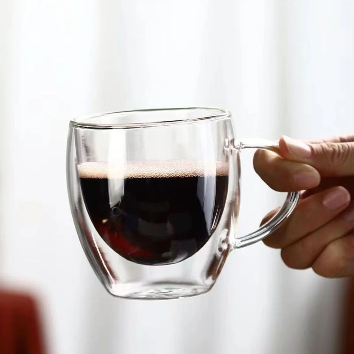 2’li Çift Cidarlı (Çift Camlı) Kulplu Borosilikat Cam Kupa Seti - 300 ml