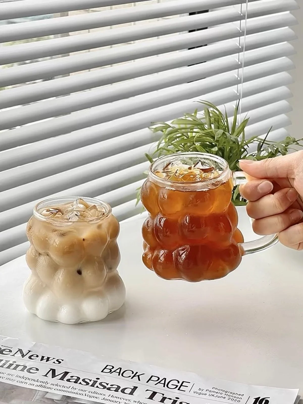 350 ml Isıya Dayanıklı Borosilikat Boncuk Şekilli Kahve ve Sunum Bardağı