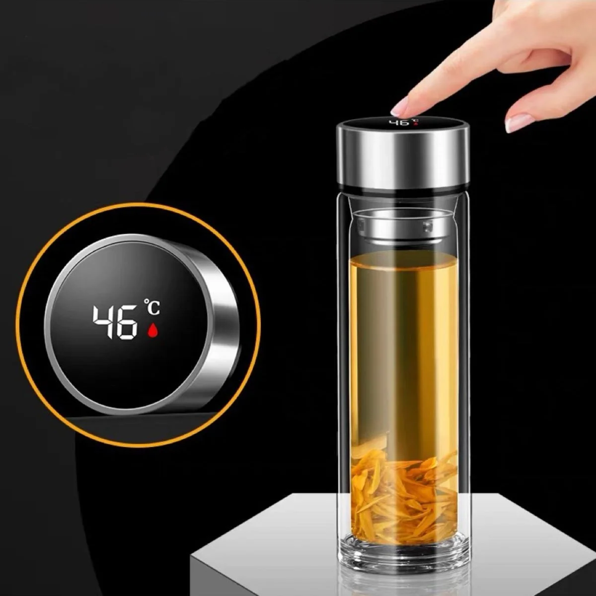 Çift Katlı Cam Çay ve Kahve Termosu Yeni Model 500 ml