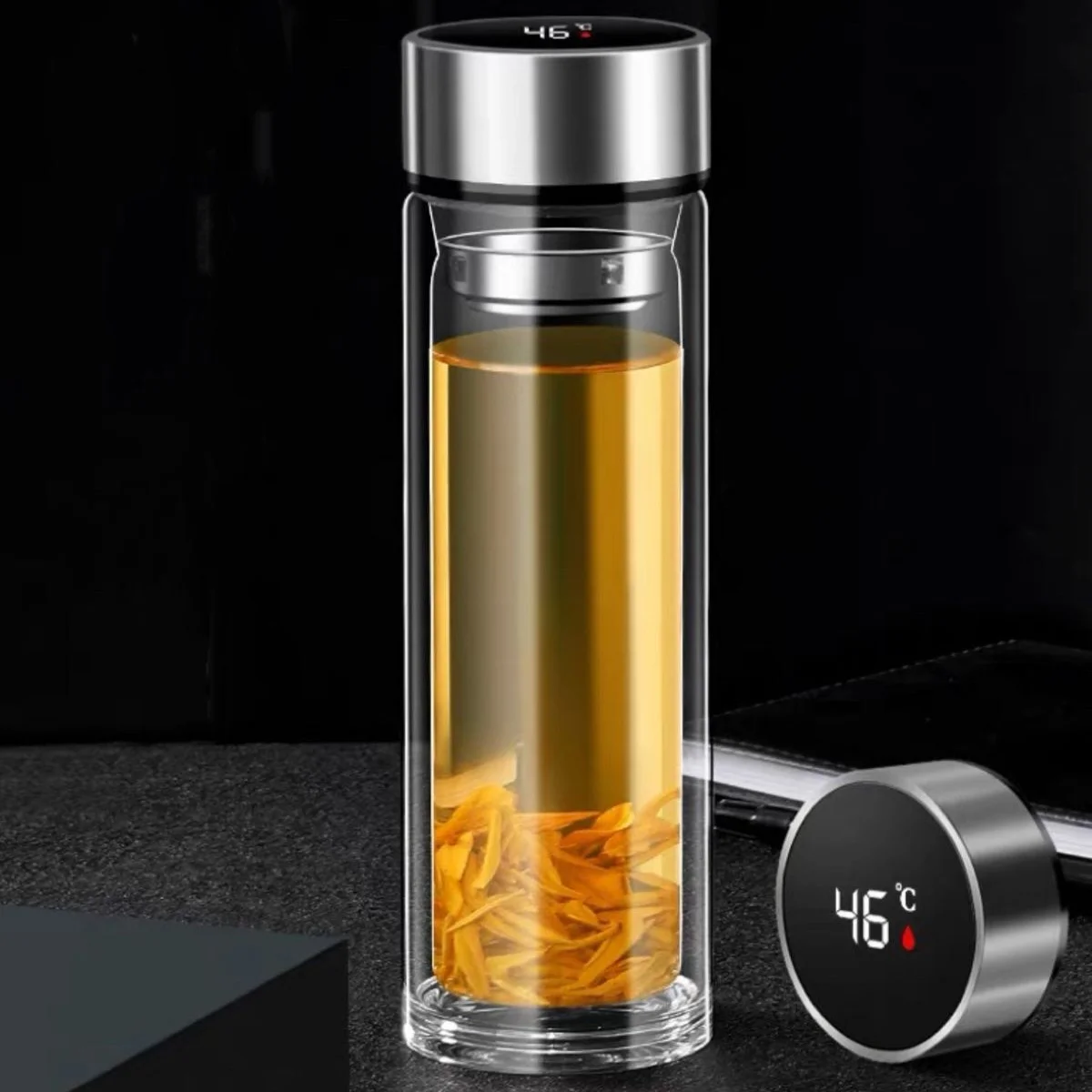 Çift Katlı Cam Çay ve Kahve Termosu Yeni Model 500 ml