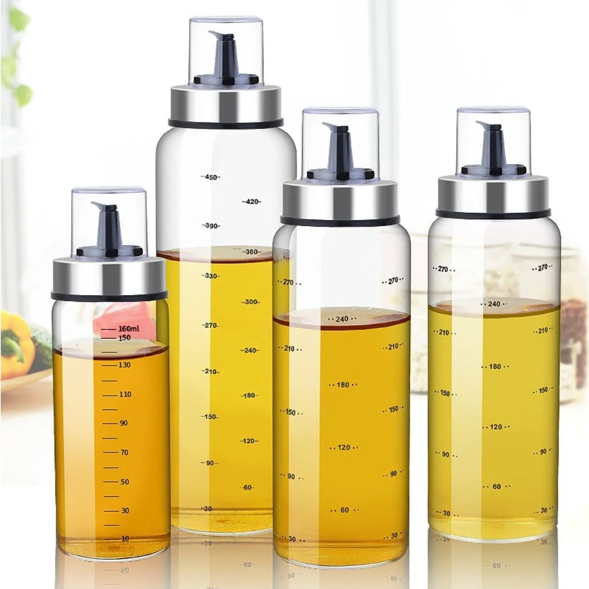 2’li Damlatmaz Cam Yağdanlık ve Sirkelik Seti - 500 ml Akıllı Yağlık