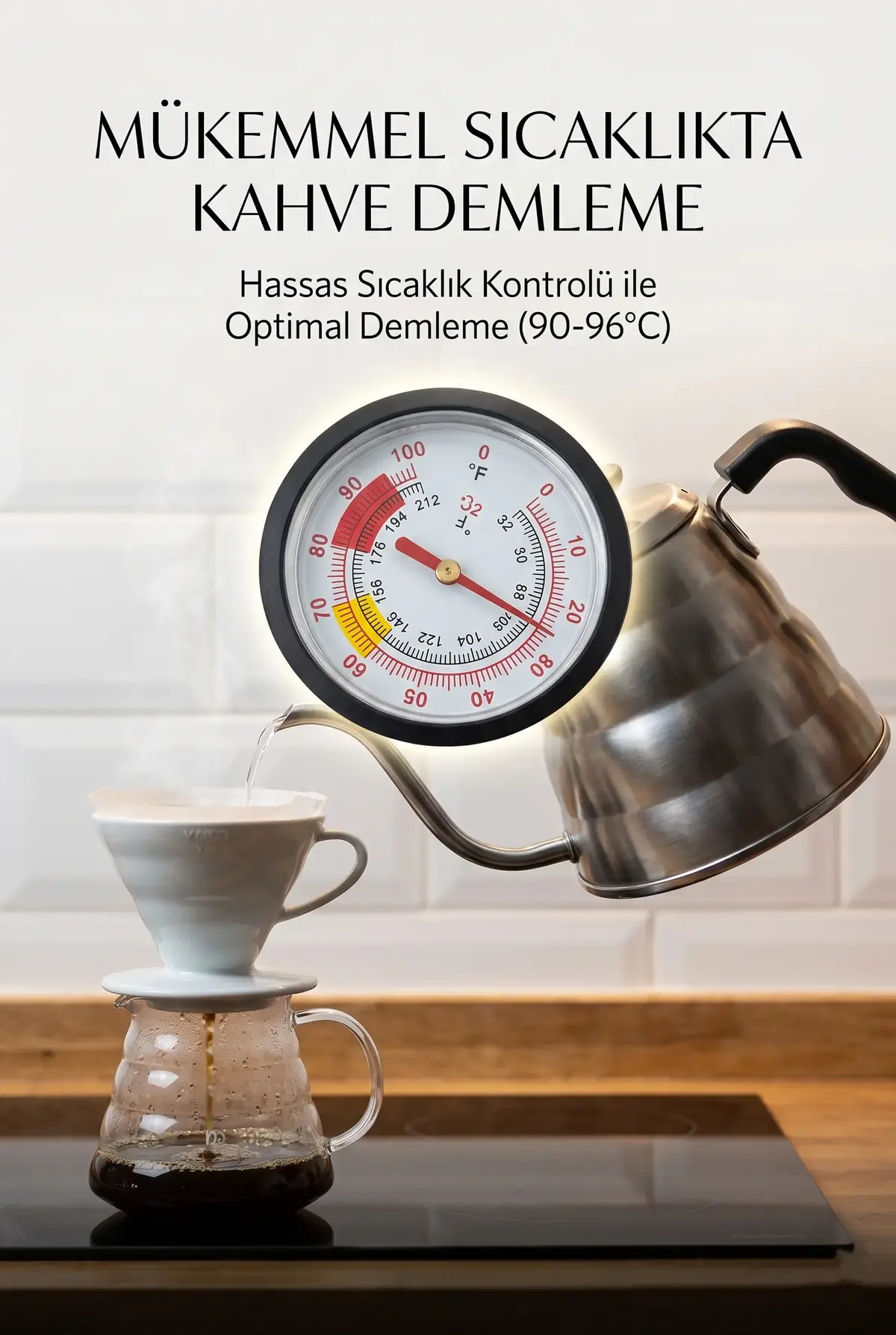 1200 ml Termometre Göstergeli Barista Kettle - 3. Nesil Kahve Demleme Ekipmanı