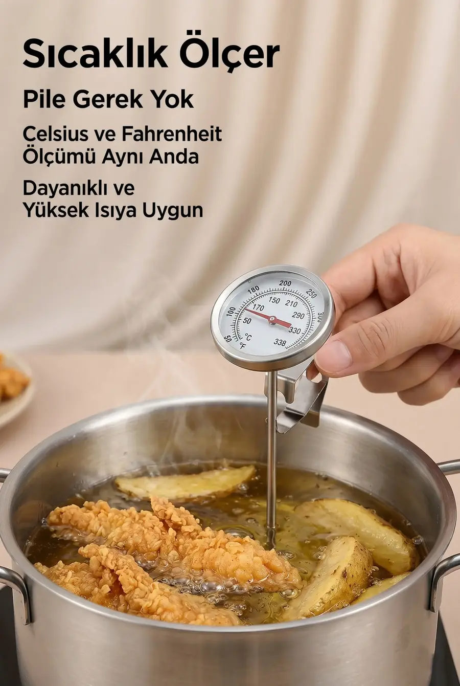Dijital Gıda Termometresi - Sıvı, Et, Su ve Süt Sıcaklık Ölçer