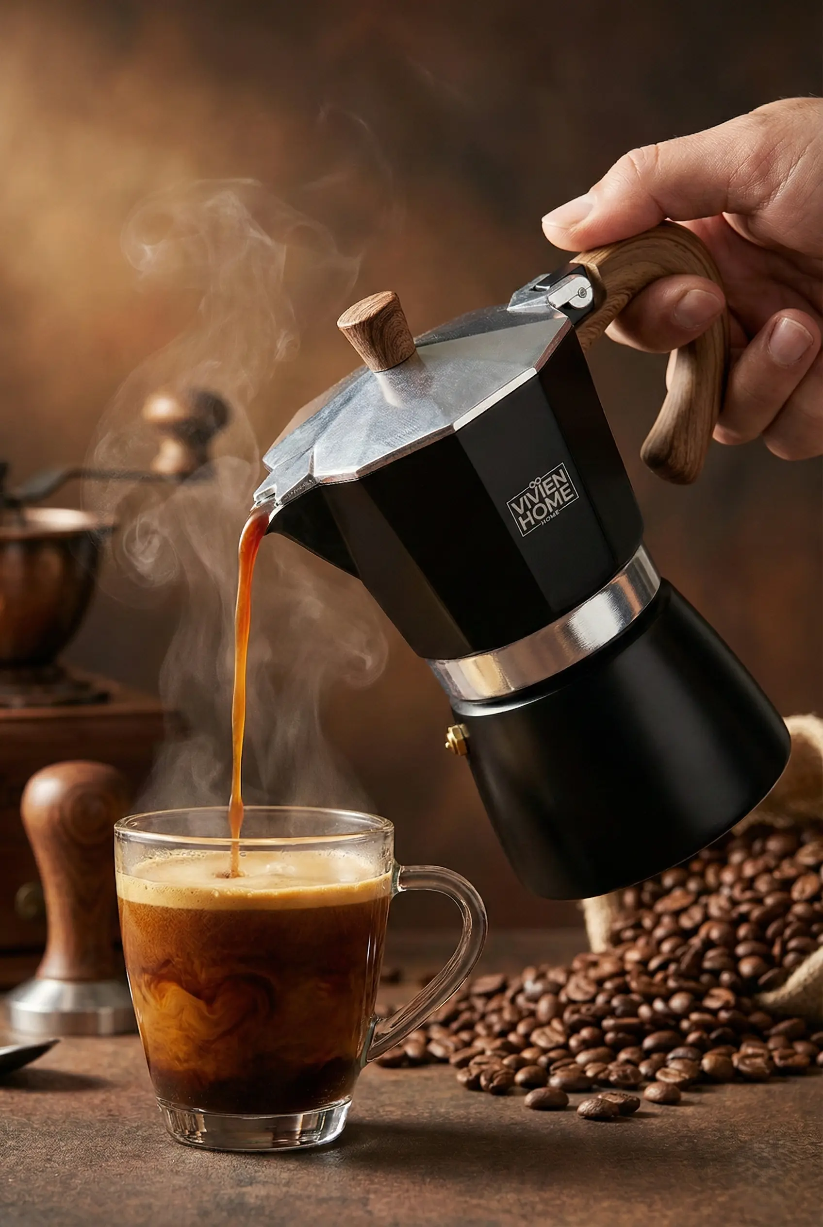 6 Cup Moka Pot Ocak Üstü İtalyan Espresso Makinesi - Vivien Home