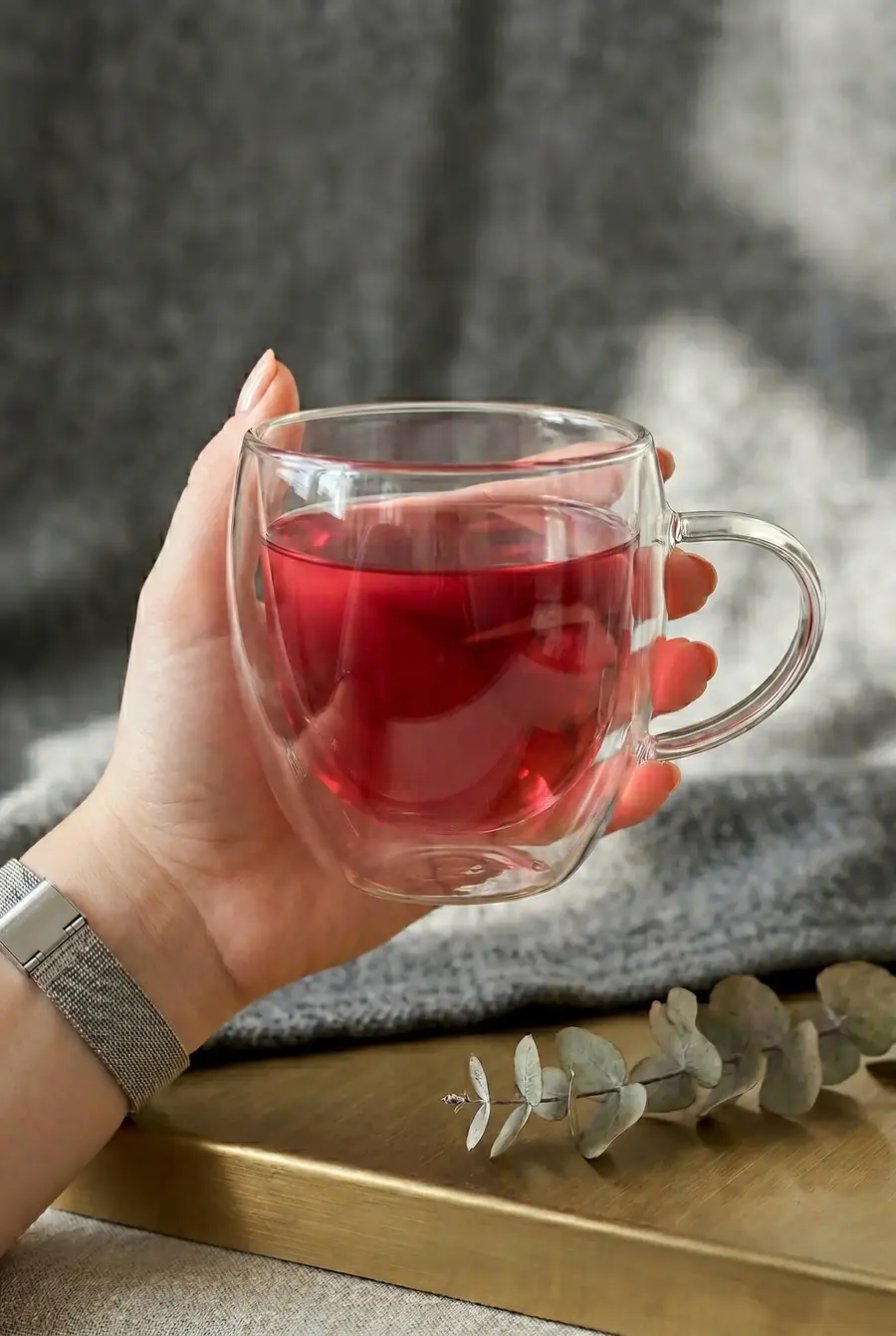 Çift Cidarlı (Çift Camlı) Kulplu Cam Kupa ve Ev/Ofis Fincanı - 250 ml