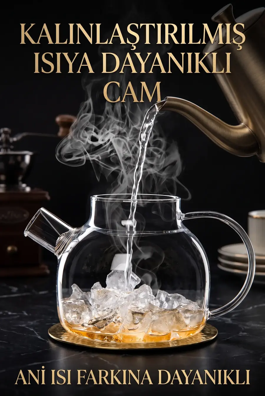 Isıya Dayanıklı Süzgeçli Borosilikat Cam Demlik ve Sürahi - 1000 ml