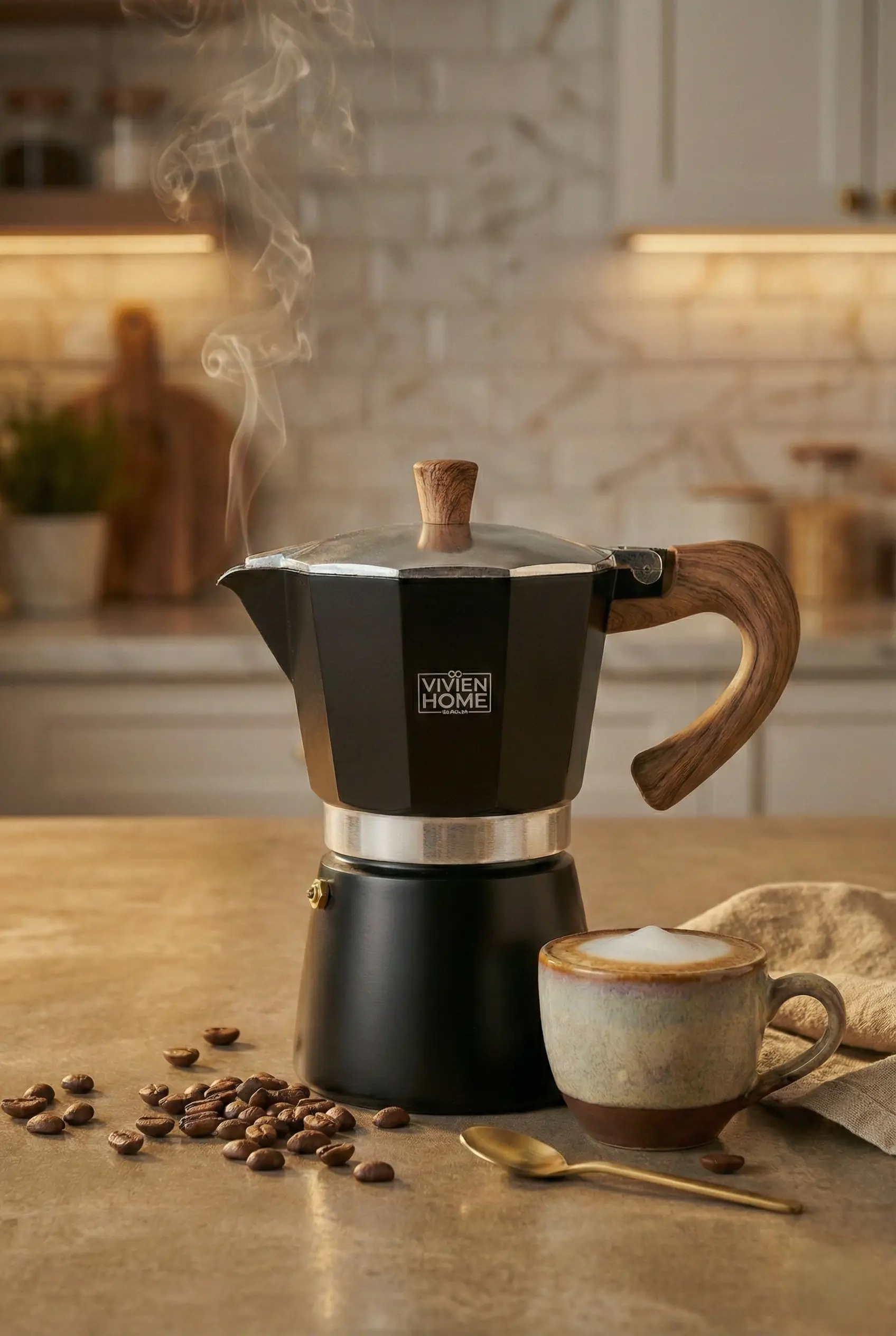 6 Cup Moka Pot Ocak Üstü İtalyan Espresso Makinesi - Vivien Home