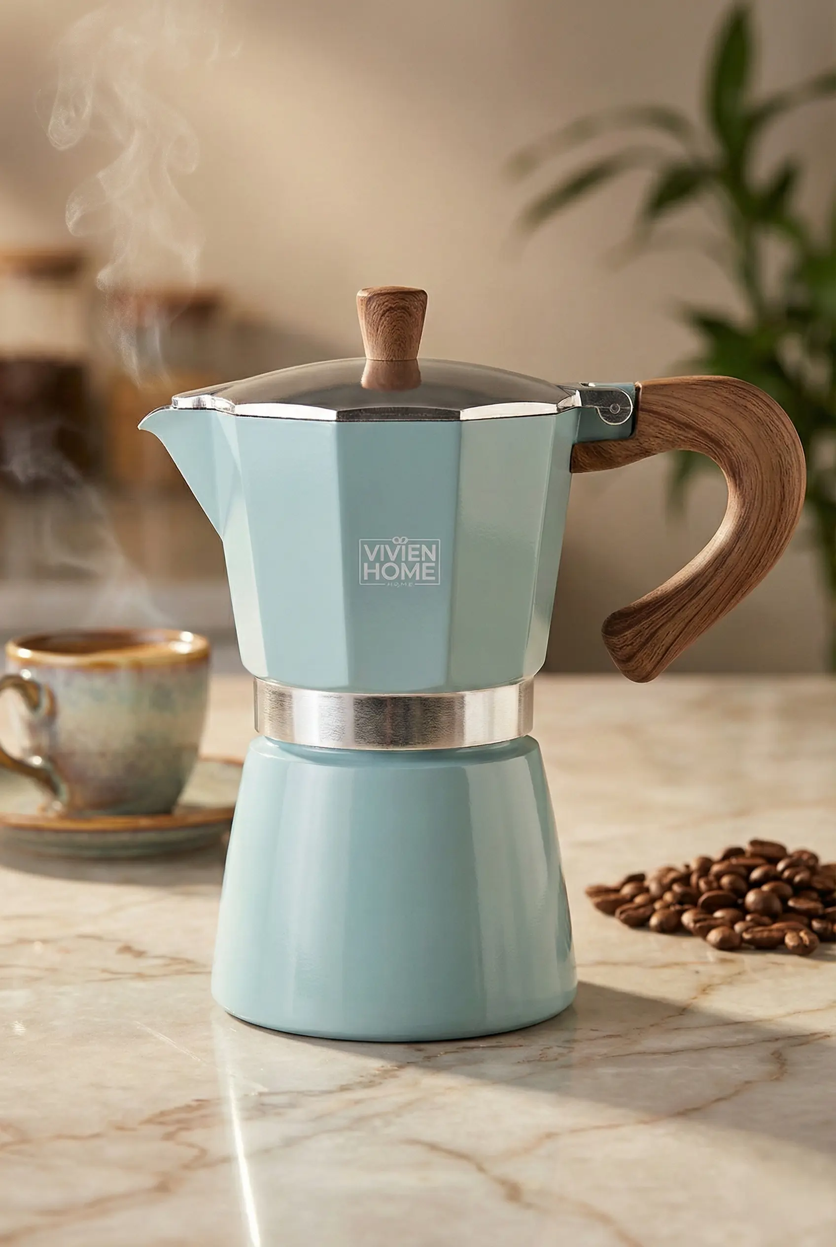 Turkuaz 6 Cup Moka Pot Ocak Üstü İtalyan Espresso Makinesi