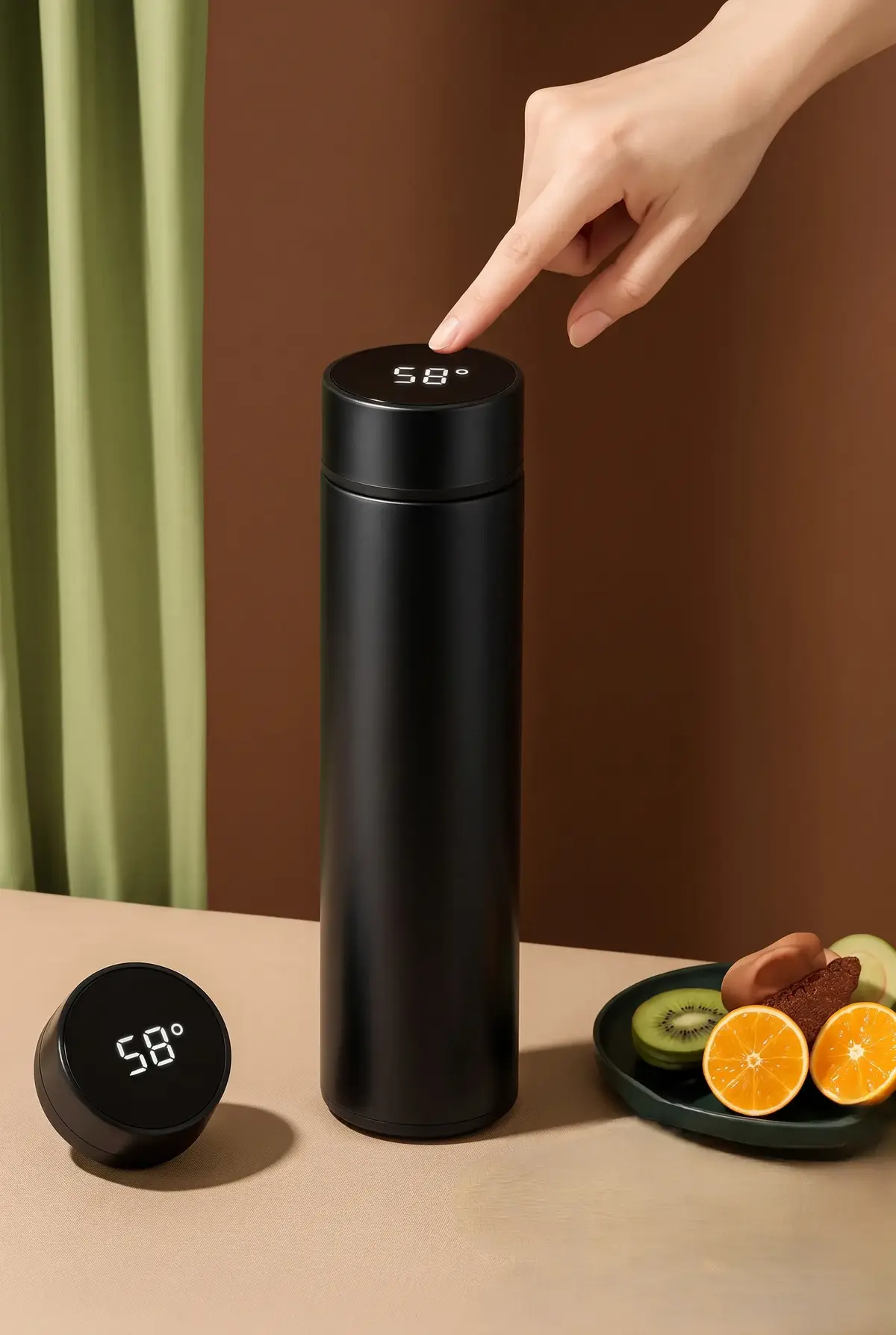 Siyah Dijital Sıcaklık Göstergeli Akıllı Termos - 500 ml