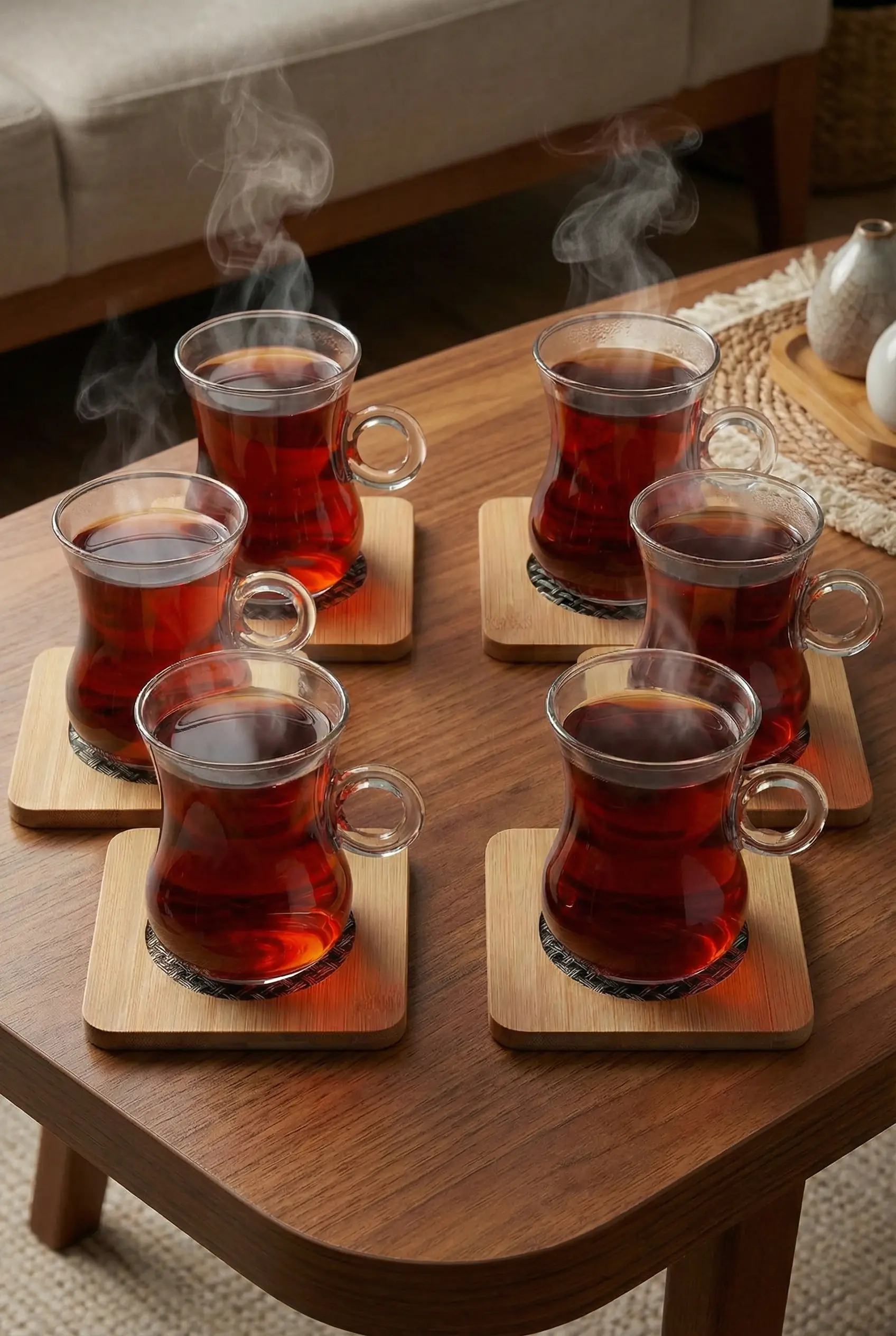 12’li Isıya Dayanıklı Cam Çay ve Kahve Kupası Seti - 200 ml