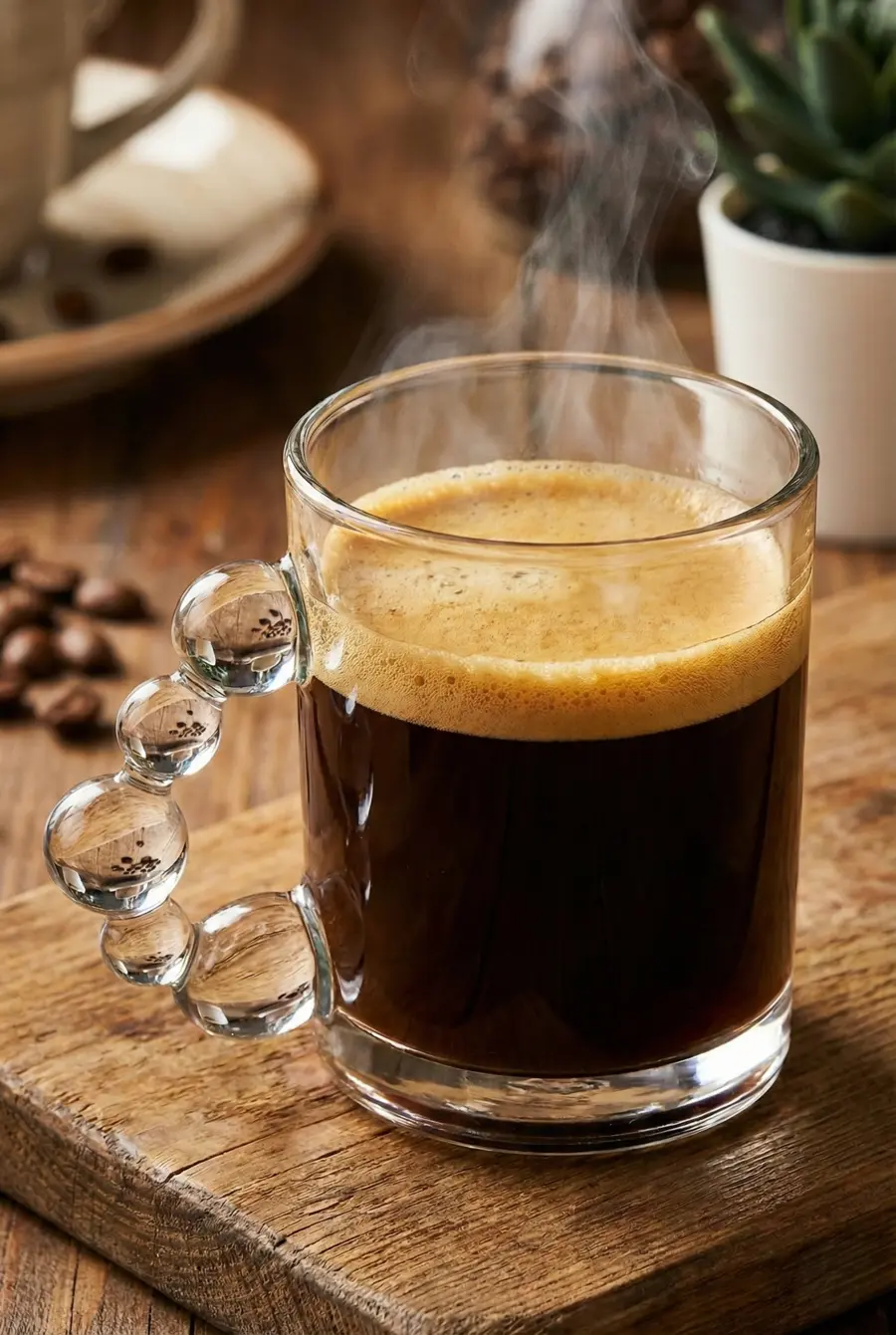 325 ml Boncuk Kulplu Cam Kupa - Espresso ve Meşrubat Bardağı