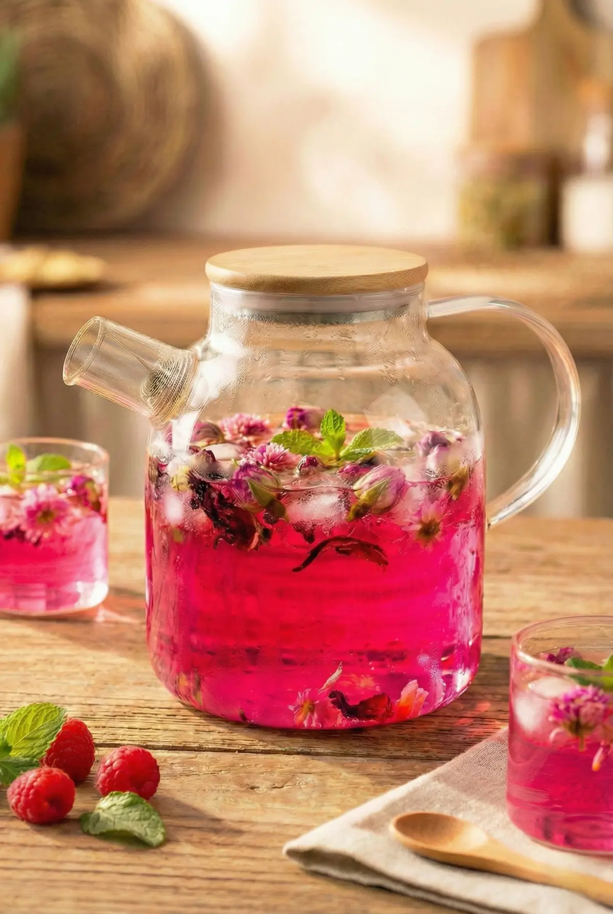 1600 ml Isıya Dayanıklı Borosilikat Cam Demlik ve Bitki Çayı Sürahisi