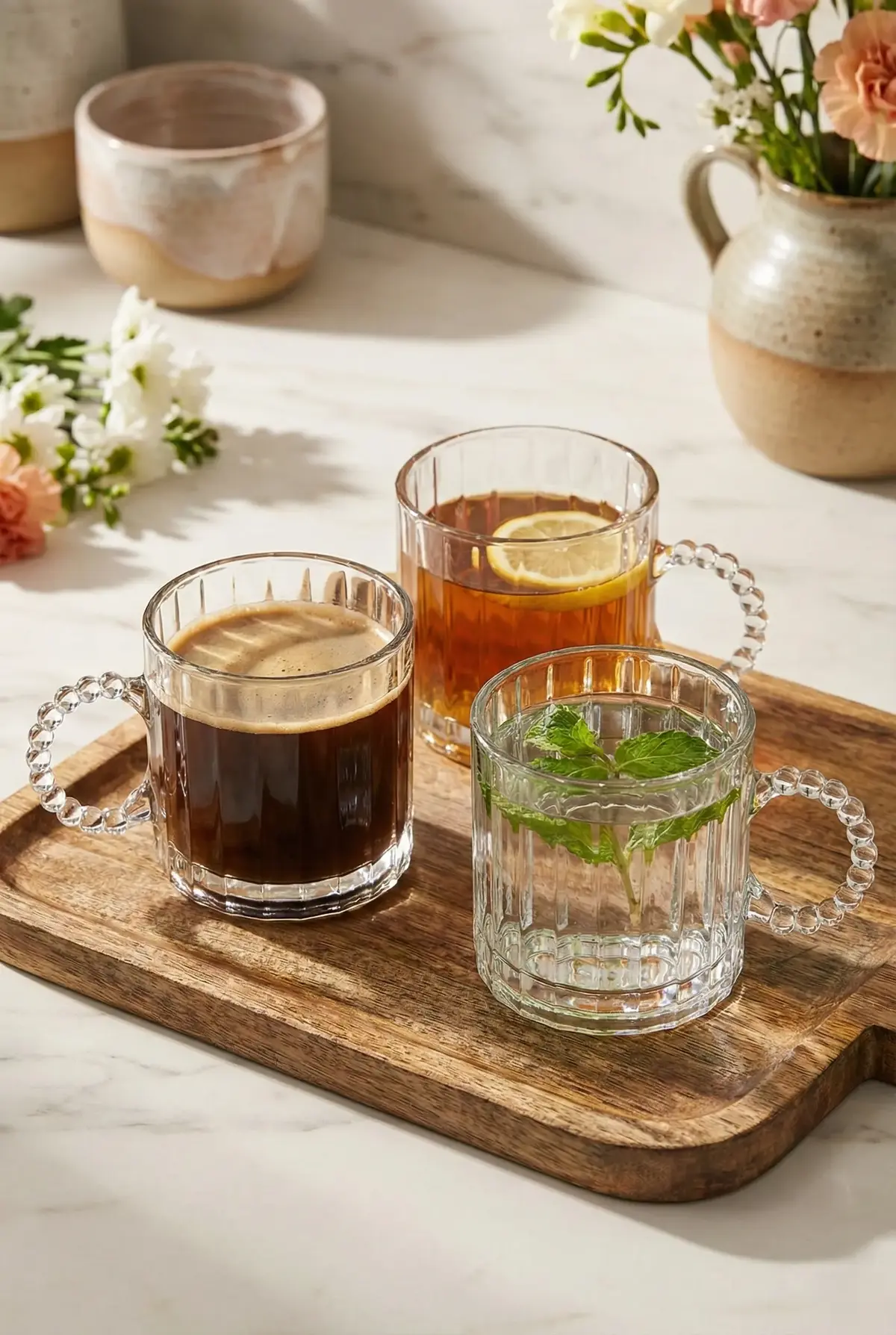 3’lü Boncuk Kulplu Çay, Kahve, Kokteyl ve Meşrubat Bardağı Seti
