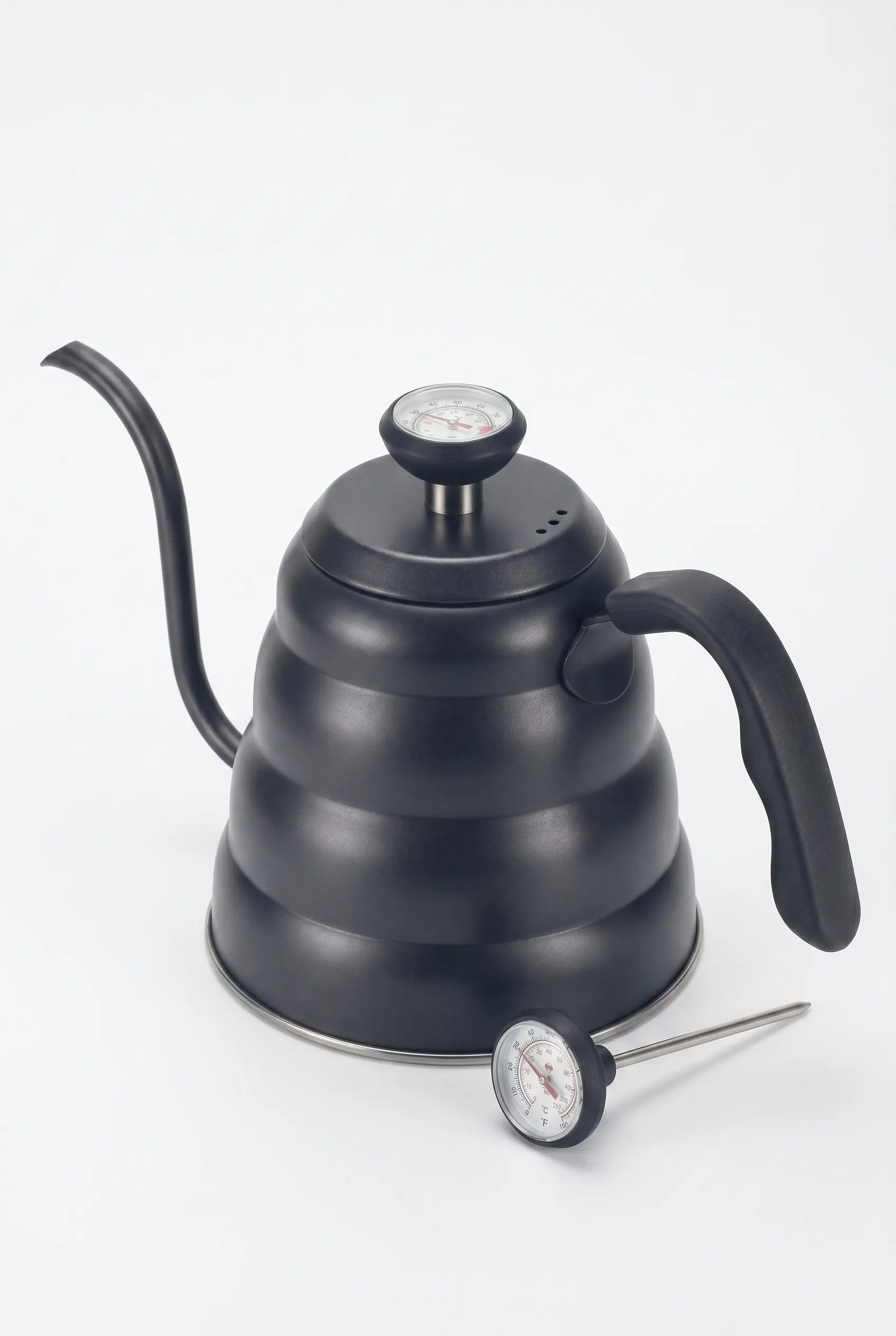 1200 ml Siyah Termometre Göstergeli Barista Kettle 3. Nesil Kahve Demleme Ekipmanı