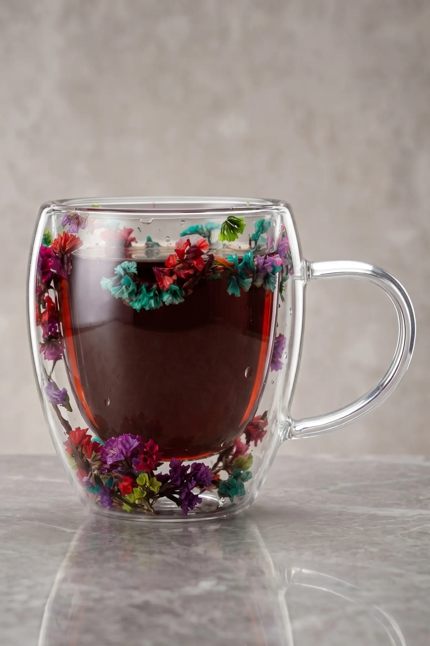 250 ml Isıya Dayanıklı Borosilikat Çift Cidarlı Çiçekli Bardak Flower Cup