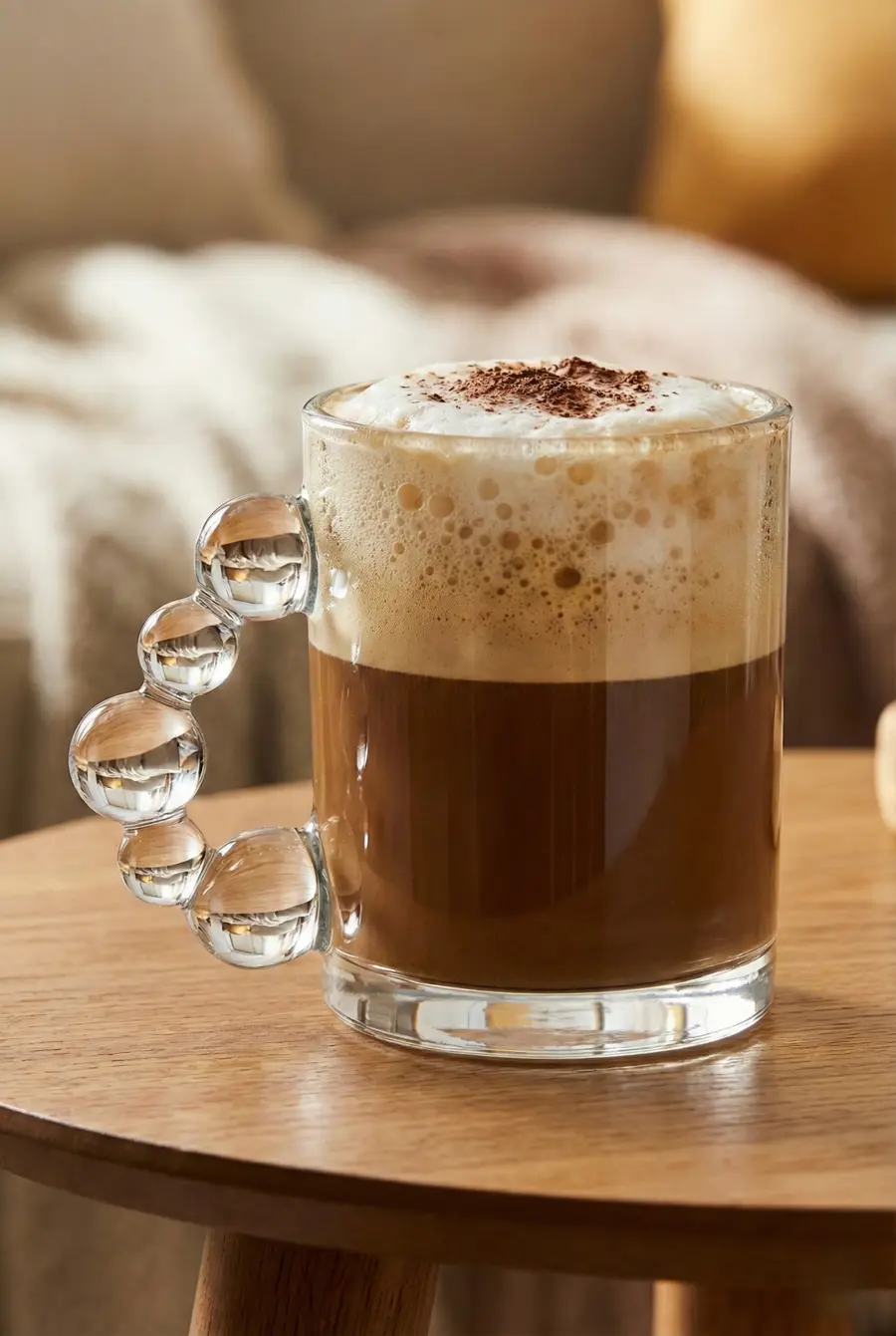 325 ml Boncuk Kulplu Cam Kupa - Espresso ve Meşrubat Bardağı