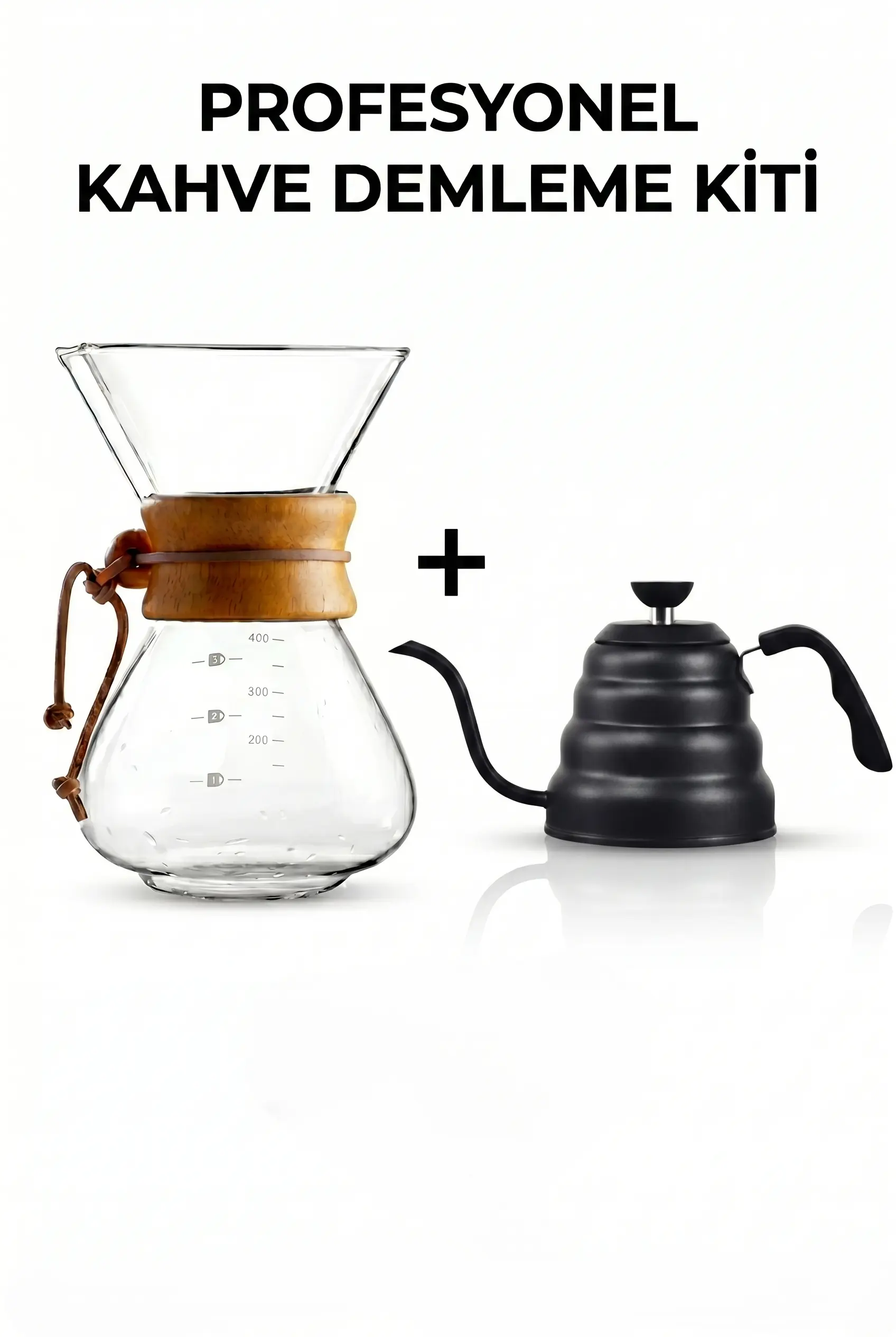 Chemex Kahve Demleme Seti Siyah Barista Kettle ve Chemex