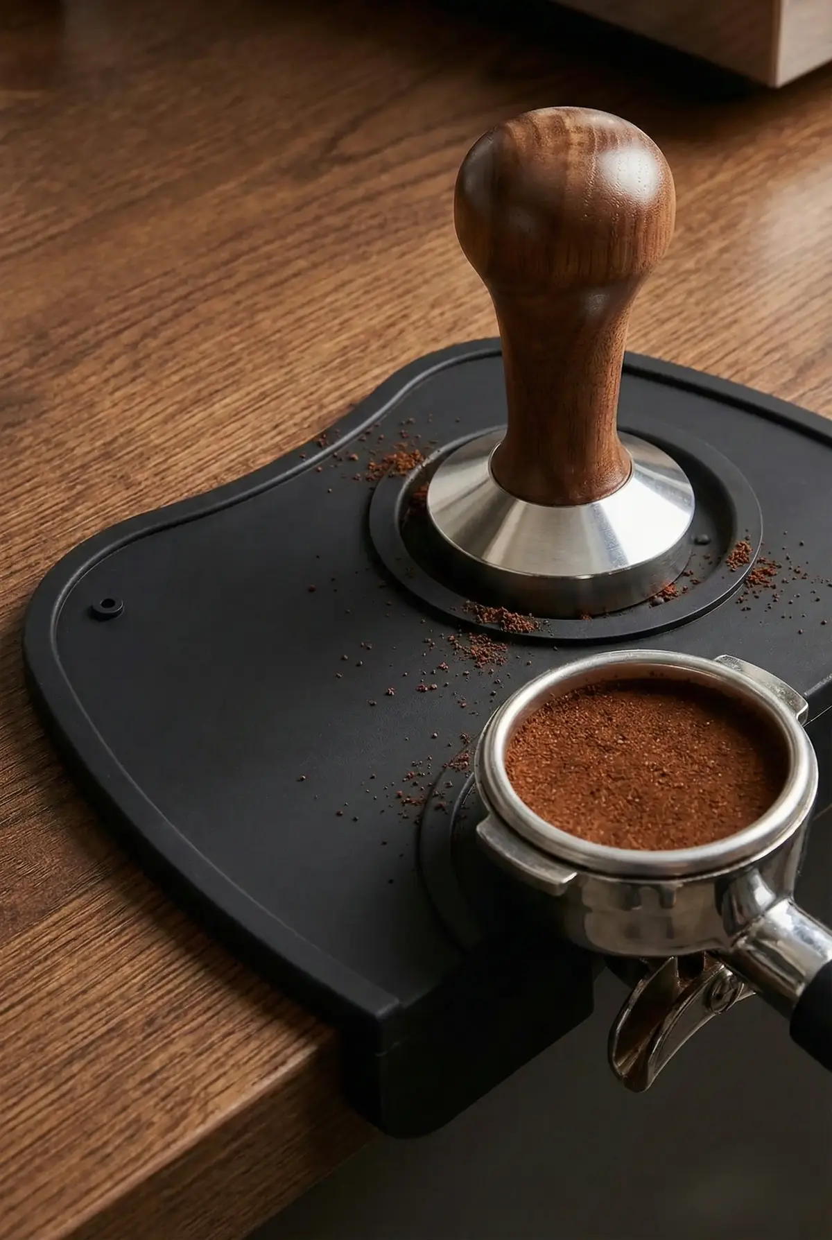 Aşınmaya Dayanıklı Kaymaz Silikon Kahve Tamper Matı ve Tutucu