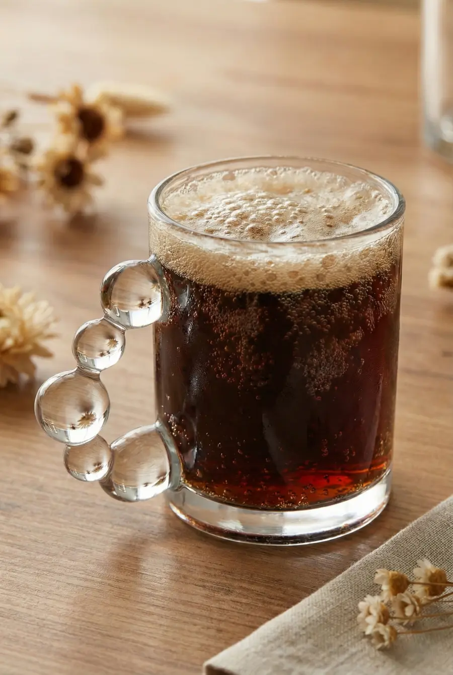 325 ml Boncuk Kulplu Cam Kupa - Espresso ve Meşrubat Bardağı