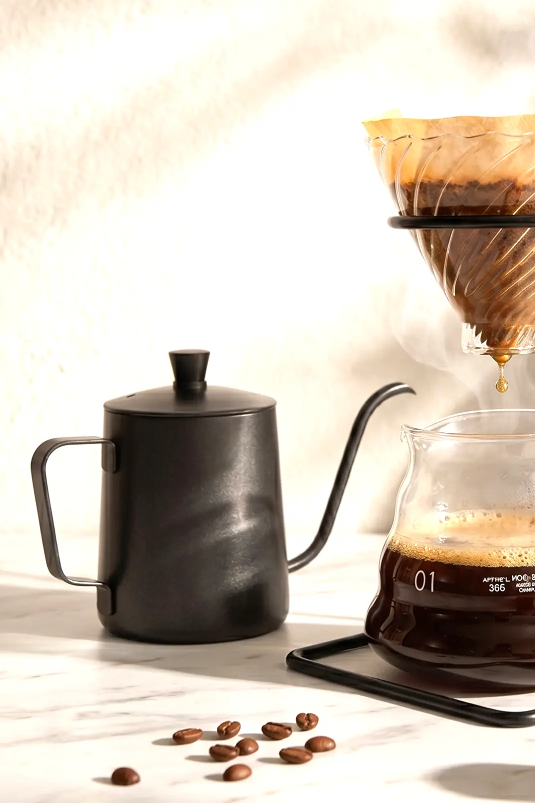 600 ml Kapaklı Siyah Barista Kettle - İnce Uçlu Kahve Demleme İbriği