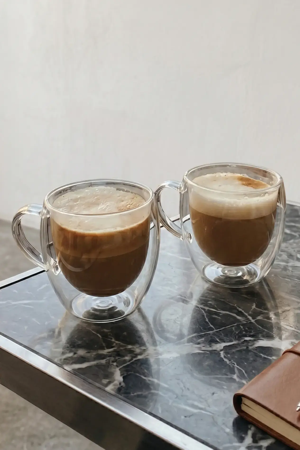 300 ml 2 li Çift Cidarlı Kulplu Cam Kupa Ev ve Ofis Fincanı Seti