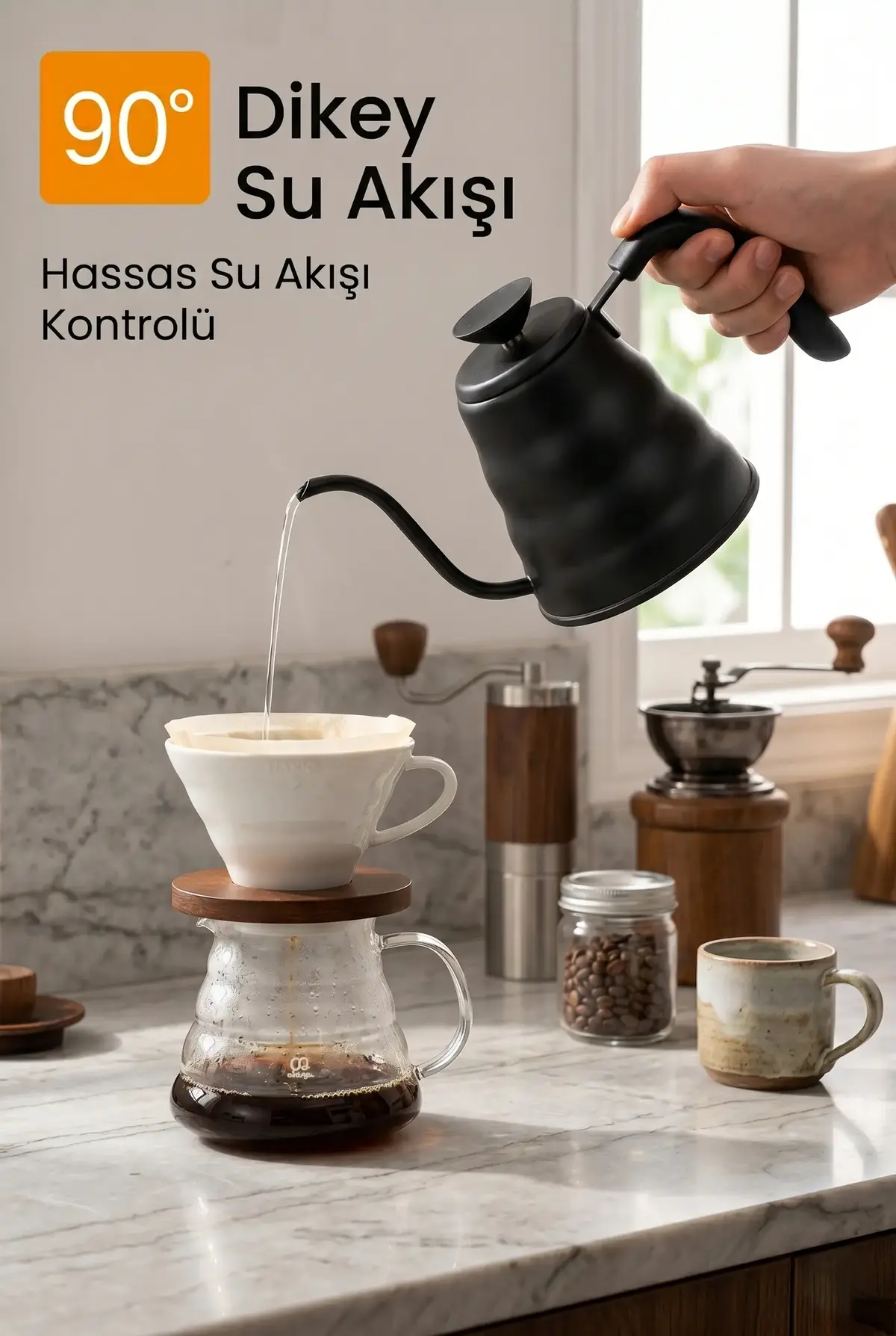 1200 ml Siyah Barista Kettle 3. Nesil Kahve Demleme Ekipmanı