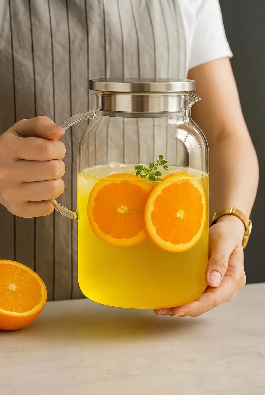 1.8 Litre Borosilikat Cam Sürahi - Isıya Dayanıklı Su ve İçecek Sürahisi