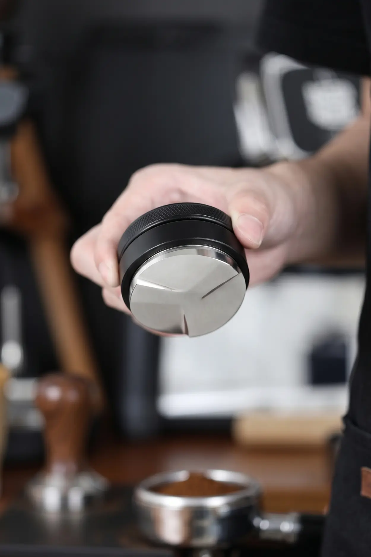 58 mm Makaron Tamper ve Profesyonel Kahve Düzleme Aparatı - Çelik