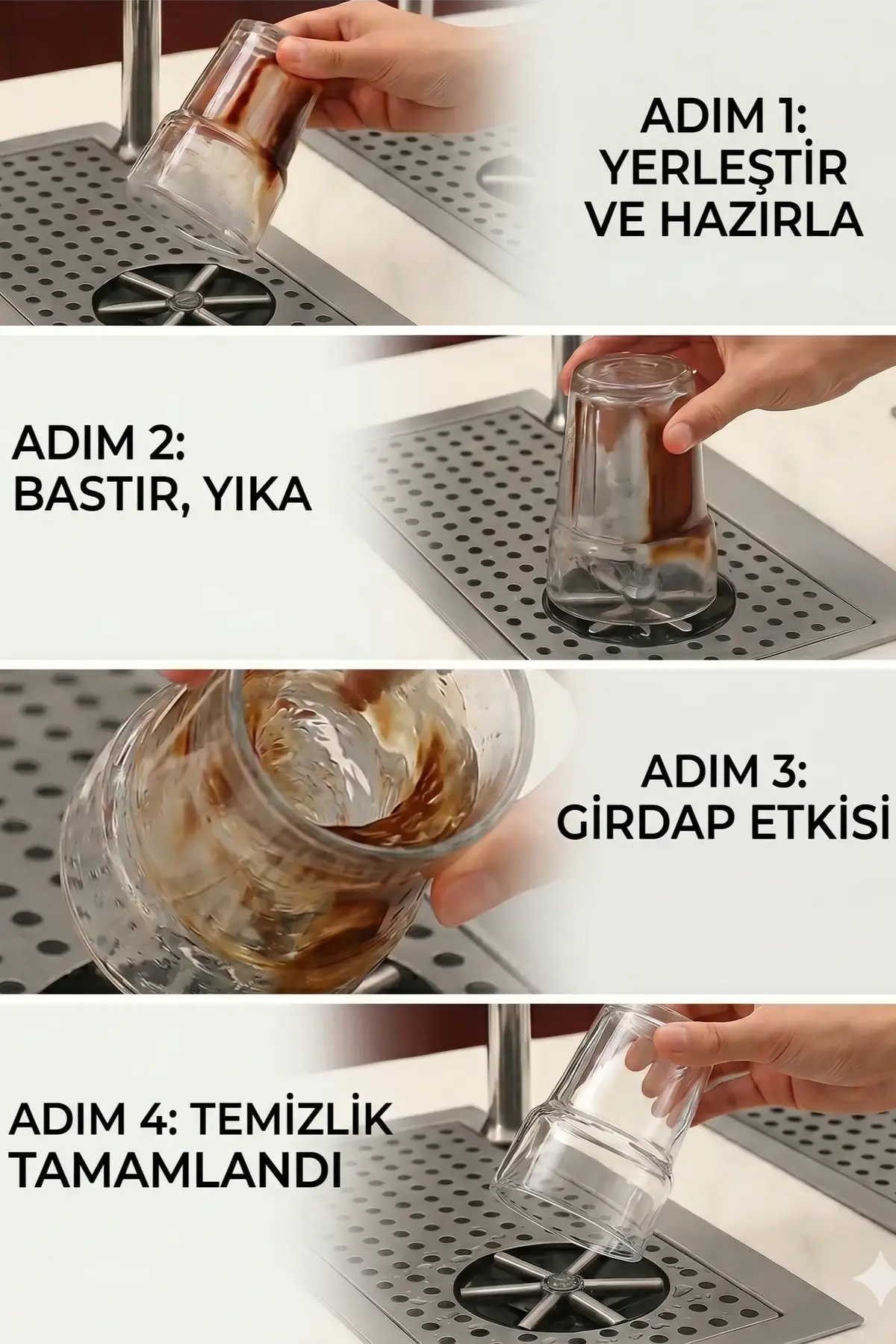 Bardak ve Süt Potu Durulama Ünitesi Pitcher Rinser