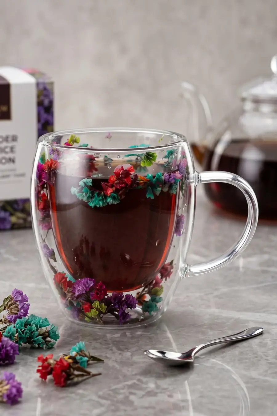 250 ml Isıya Dayanıklı Borosilikat Çift Cidarlı Çiçekli Bardak Flower Cup