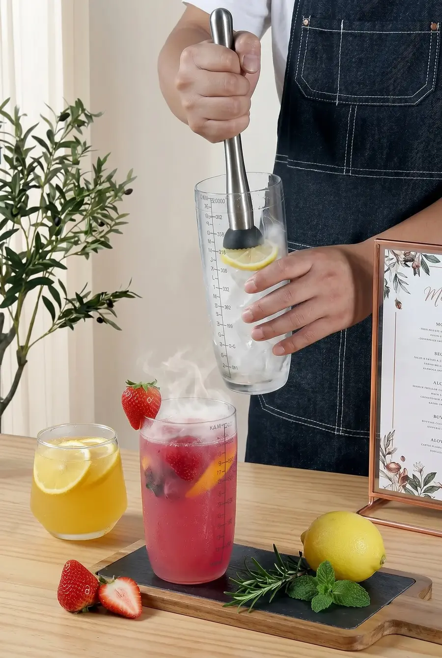 Paslanmaz Çelik Profesyonel Metal Mojito Tokmağı - Kokteyl Muddler