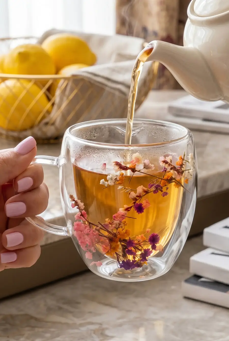 250 ml Isıya Dayanıklı Borosilikat Çift Cidarlı Çiçekli Bardak Flower Cup