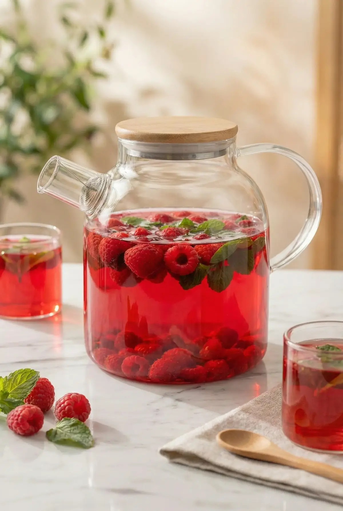 1600 ml Isıya Dayanıklı Borosilikat Cam Demlik ve Bitki Çayı Sürahisi