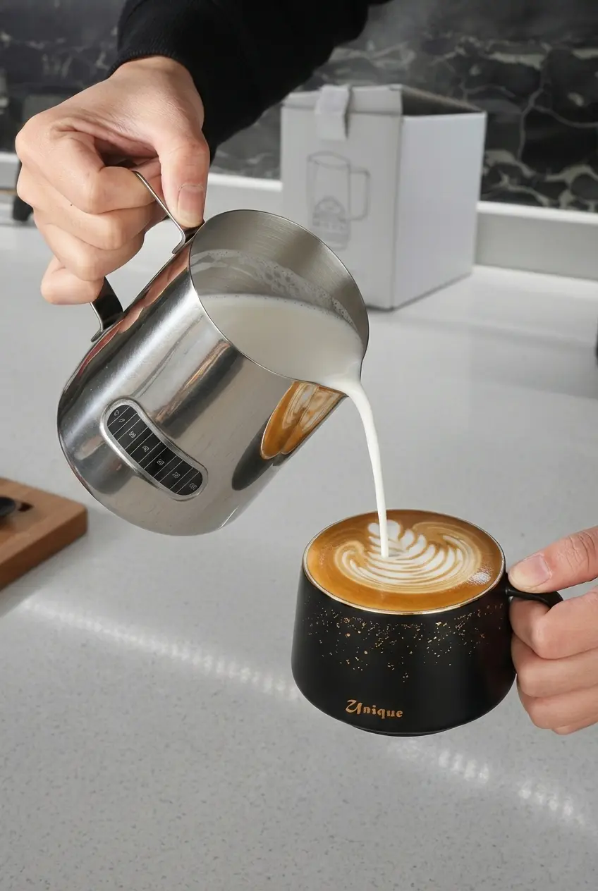 500 ml Dereceli Paslanmaz Çelik Pitcher - Kahve Süt Köpürtme Potu
