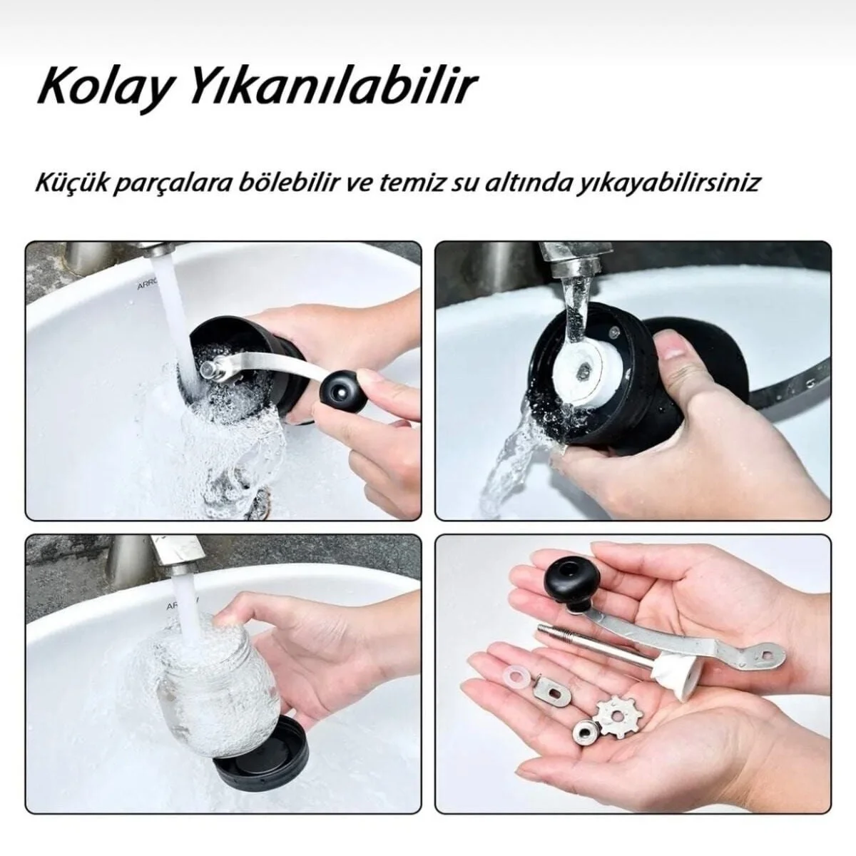 Cam Gövdeli Seramik Manuel Kahve Değirmeni ve Öğütücüsü