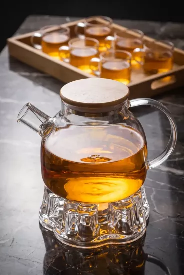 1000 ml Süzgeçli Cam Demlik Isıya Dayanıklı Borosilikat Sürahi