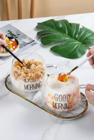 2’li Good Morning Borosilikat Cam Kupa Seti 400 ml