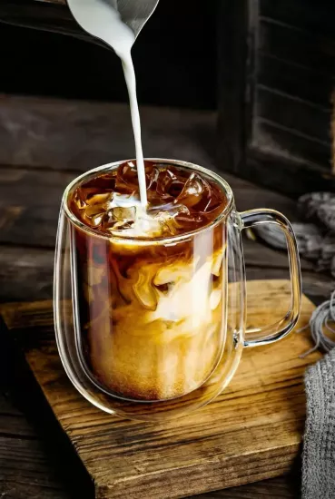 400 ml 6’lı Çift Cidarlı Isı Yalıtımlı Kulplu Cam Kupa Bardak Seti