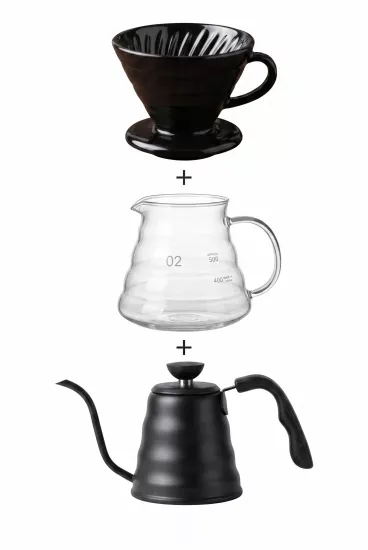 V60 Kahve Demleme Seti Barista Kettle ve Seramik Dripper Vivien Home