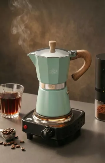 Turkuaz 6 Cup Moka Pot Ocak Üstü İtalyan Espresso Makinesi