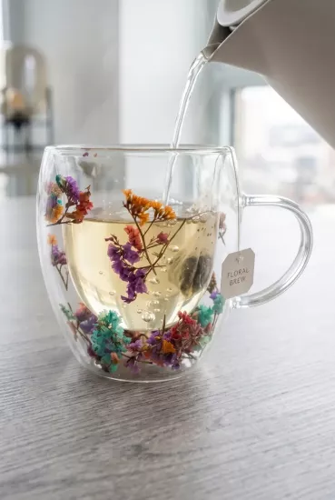 250 ml Çift Cidarlı Çiçekli Bardak Flower Cup
