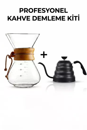 Chemex Kahve Demleme Seti Siyah Barista Kettle ve Chemex Vivien Home