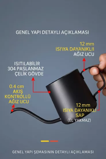 350 ml Kapaksız Barista Kettle - Gooseneck Kahve Demleme Ekipmanı