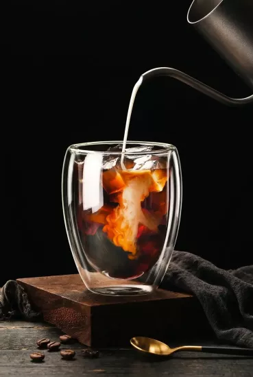 380 ml Çift Cidarlı Bardak Borosilikat Kahve ve Çay Bardağı