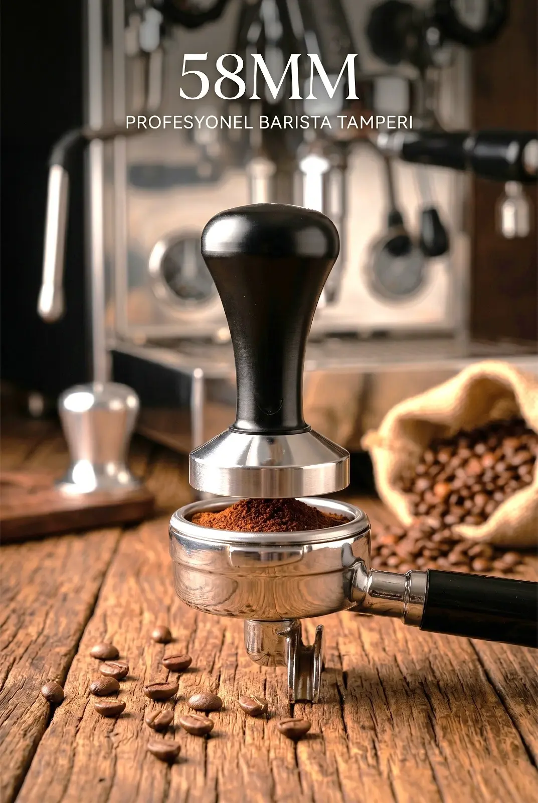 Siyah Metal Profesyonel Espresso Kahve Sıkıştırıcı Tamper
