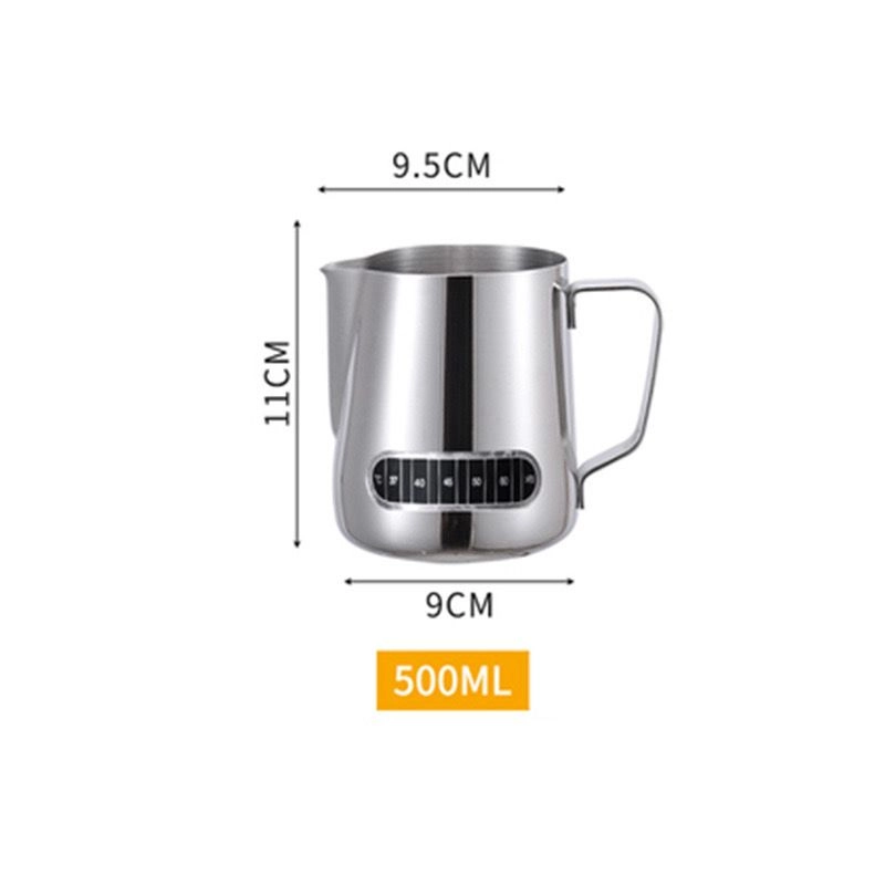 500 ml Dereceli Paslanmaz Çelik Pitcher - Kahve Süt Köpürtme Potu