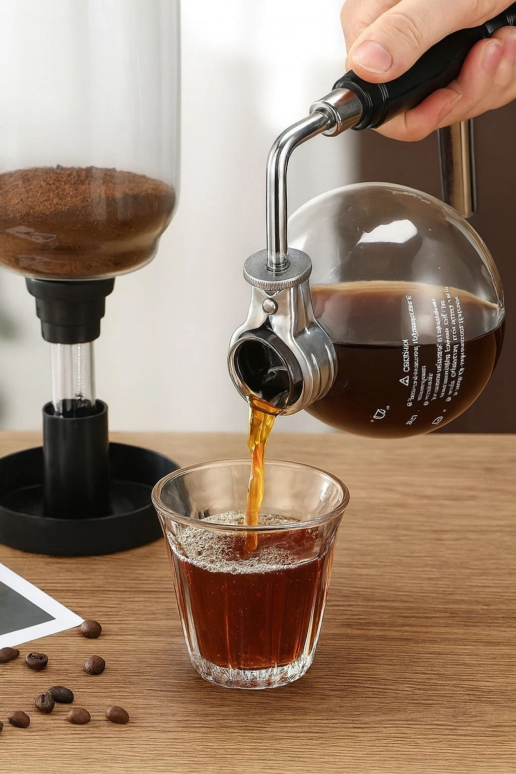 3 Bardaklık Syphon (Sifon) Kahve Demleme Ekipmanı - Borosilikat Cam